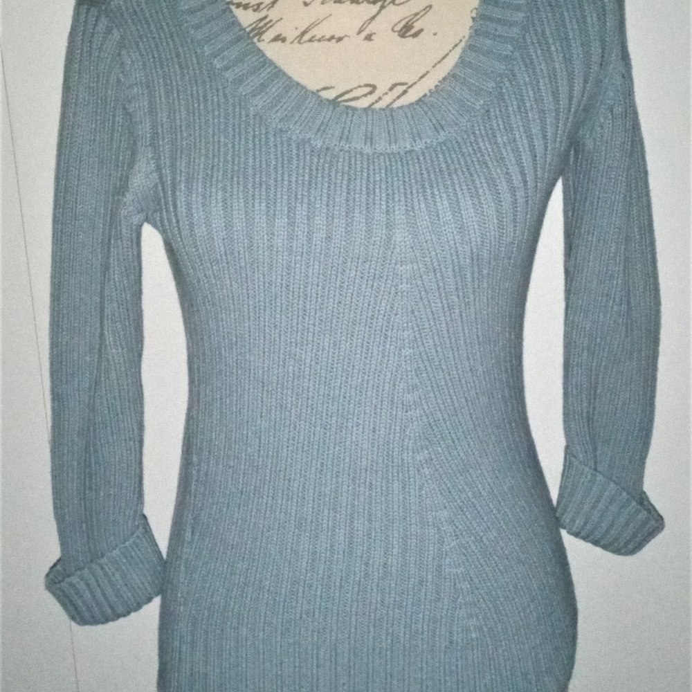 NEW Talbots Scoop Neck 3/4 Sleeve Sweater ICE Blue Petite - Picture 1 of 7